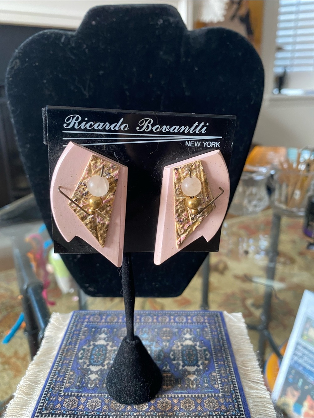 Ricardo Bovanitti Pink Gold Geometric Statement Earrings